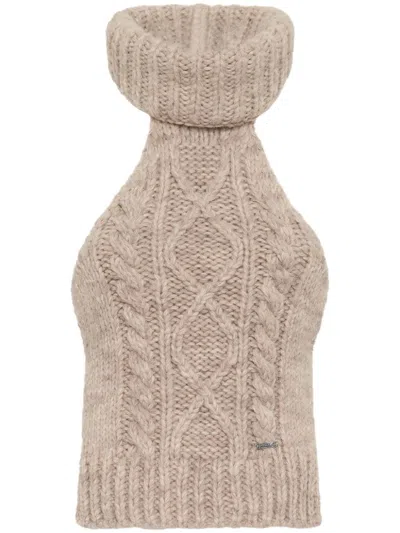 Dsquared2 Roll-neck Knitted Top In Nude