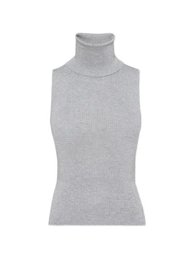Dsquared2 Roll-neck Ribbed Top In Gray