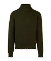Dsquared2 Dark Green Wool Turtleneck Sweater In Black