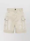 DSQUARED2 ROLLED HEM COTTON TWILL SHORTS