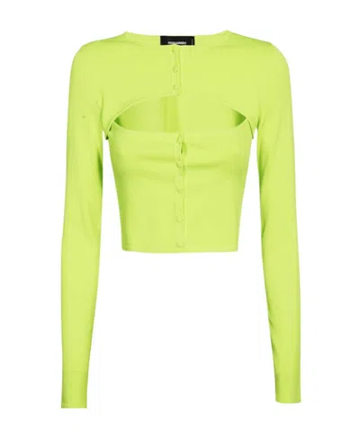 Dsquared2 Round Collar And Long-sleeved T-shirt In Yellow