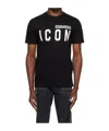 Dsquared2 Men Black Crewneck T-shirt With Maxi Logo Print On The Front In Cotton Man In Black