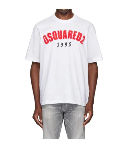 Dsquared2 Round Collar Logo T-shirt In White