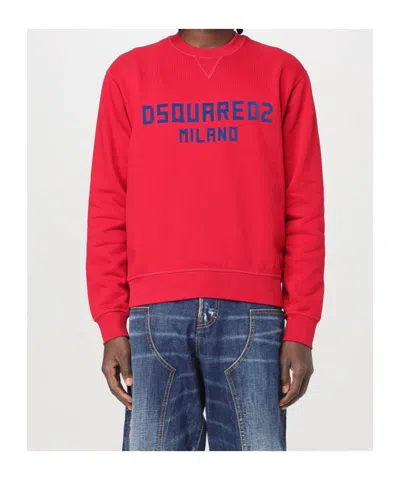 Dsquared2 Logo Printed Crewneck Sweatshirt In Red