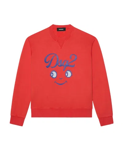 Dsquared2 Round Collar Long Sleeve Sweater In Red