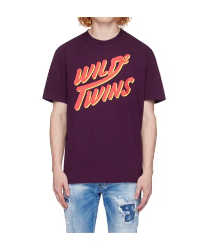 Dsquared2 Round Collar Printed T-shirt In Red