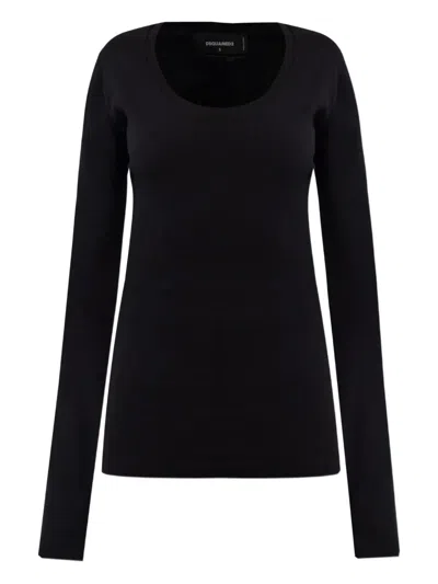 DSQUARED2 ROUND-NECK LONG-SLEEVE TOP