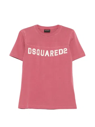 Dsquared2 Short-sleeve Crew Neck T-shirt With Timeless Silhouette In Pink