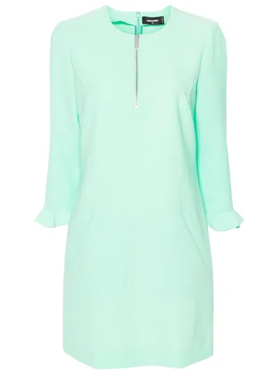 Dsquared2 Round-neck Shift Minidress In Green
