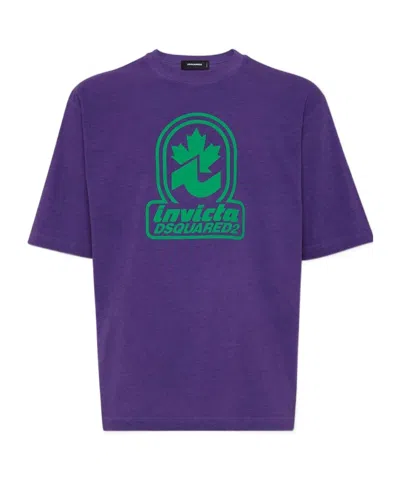 Dsquared2 Round Neck Short Sleeve T-shirt In Purple