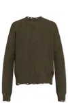 Dsquared2 Textured Knit Sweater With Cut-out Details And Relaxed Fit In Militare