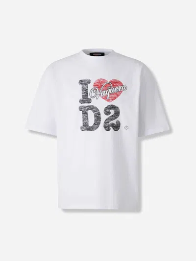 Dsquared2 Multicolor Logo Print Cotton T-shirt In White