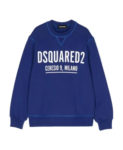 Dsquared2 Round-necked Logo Sweater In Blue