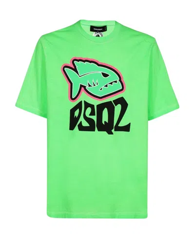 Dsquared2 Round-necked T-shirt In Green