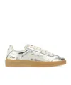 Dsquared2 Rider Metallic Leather Sneakers In White