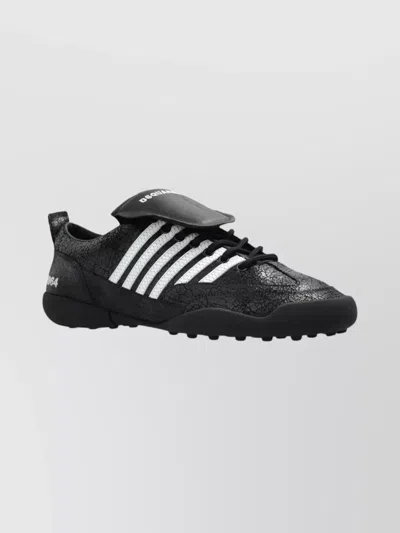 DSQUARED2 ROUND TOE LOW TOP LACE-UP SNEAKERS