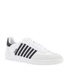 Dsquared2 White And Black Low Top Sneakers With Contrasting Bands In Leather Man In White