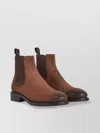 Dsquared2 Rounded Toe Stacked Heel Suede Ankle Boots