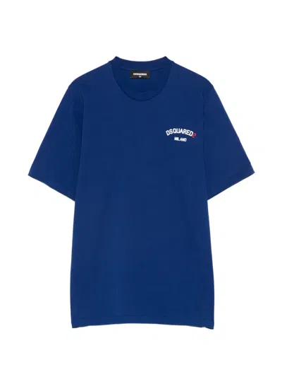 Dsquared2 Kids' Round-neck Logo T-shirt In Blue