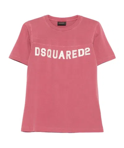 Dsquared2 Round-neck Printed T-shirt In Pink
