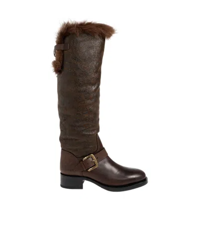 Dsquared2 Round-toe Tall Boots In Brown