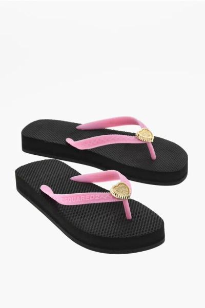 Dsquared2 Rubber Flip-flops With Heart Details