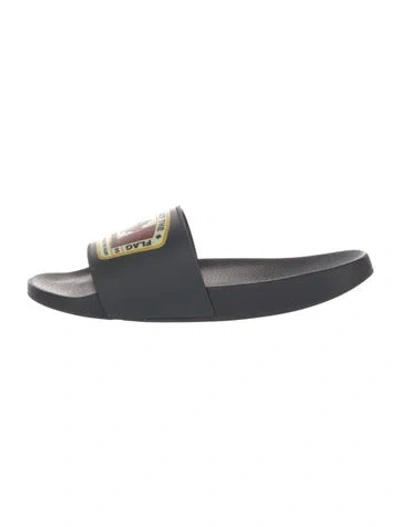 Pre-owned Dsquared2 Rubber Graphic Print Slides In Blue