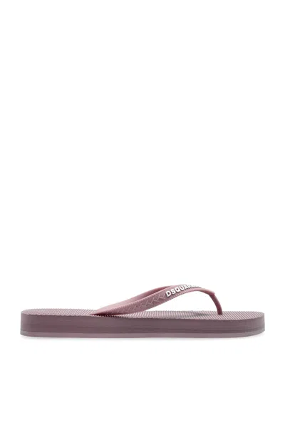 Dsquared2 Rubber Slides With Logo In Rosa