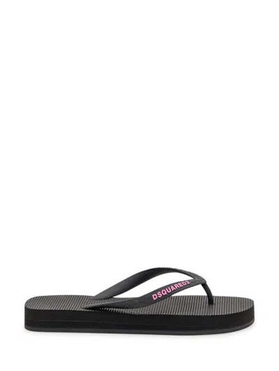 Dsquared2 Rubber Thong Sandal In Black