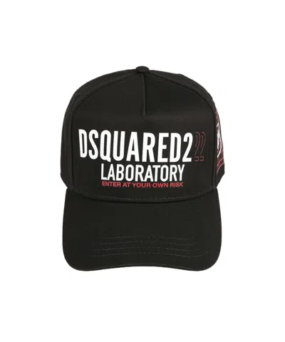 Dsquared2 Rubberised-logo Baseball Cap In Black
