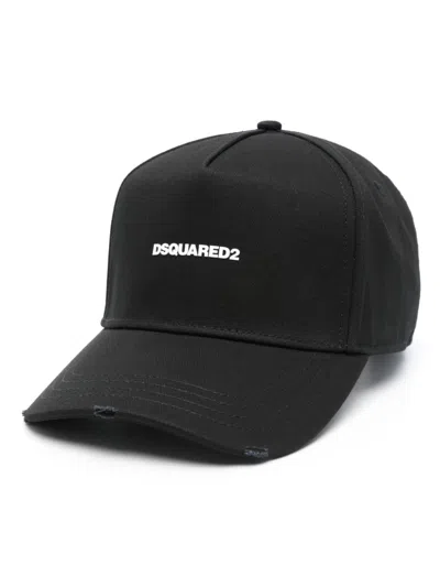 Dsquared2 Rubberised-logo Baseball Cap In Black