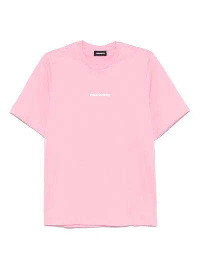 Dsquared2 Kids' Rubberised-logo T-shirt In ピンク