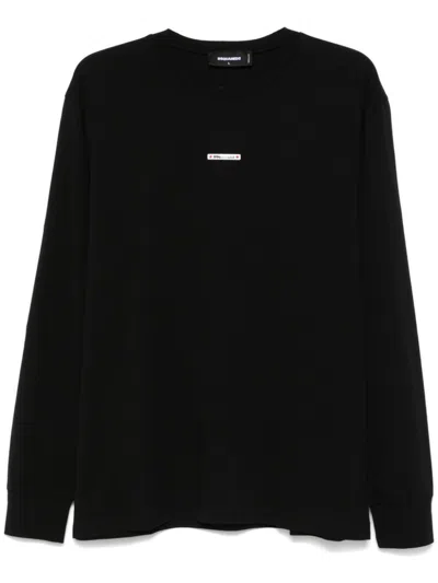 Dsquared2 Black Regular Fit Long Sleeve T-shirt In 900 Black
