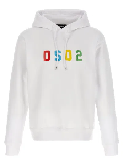 Dsquared2 Rubberized Logo Hoodie In White
