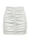 Dsquared2 Ruched Leather Mini Skirt In White
