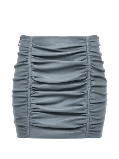 Dsquared2 Ruched Leather Skirt In Blue