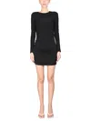 Dsquared2 Ruched Long Sleeve Mini Dress In Black
