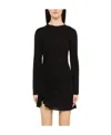Dsquared2 Ruched Longsleeved Mini Dress In Black