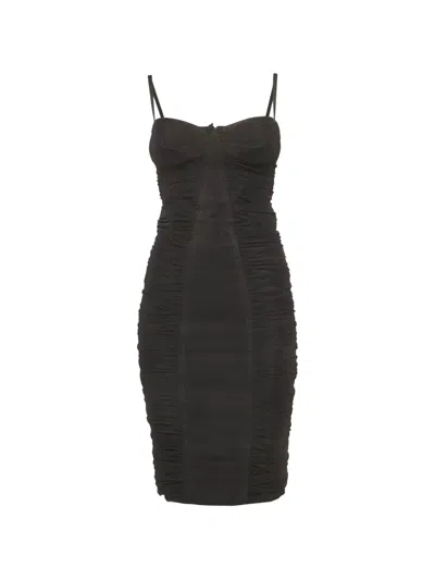 Pre-owned Dsquared2 Ruched Midi Dress In Black