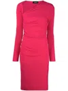 Dsquared2 Ruched Midi Dress In Pink