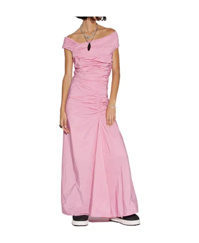 Dsquared2 Ruched Off-shoulder Dress In Pink