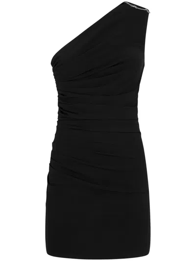 Dsquared2 Ruched One-shoulder Minidress In Black