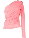 Dsquared2 Ruched One-sleeve T-shirt In Rosa