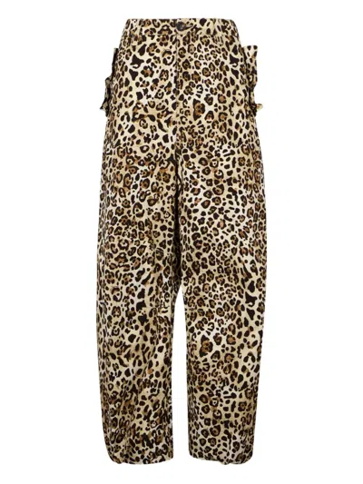 Dsquared2 Ruffled Animal-pattern Trousers In Animal Print