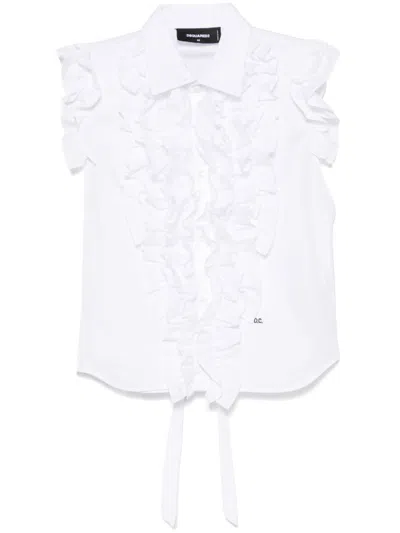 Dsquared2 Ruffled Blouse In Weiss