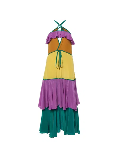 Pre-owned Dsquared2 Ruffled Sleeveless Maxi Dress In Green