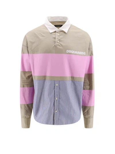Dsquared2 Rugby Hybrid Oversize Shirt In Multicolor