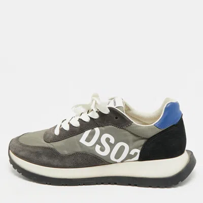 Pre-owned Dsquared2 Runner Size 43 Grey/black Suede Lace Up Sneakers In Gray