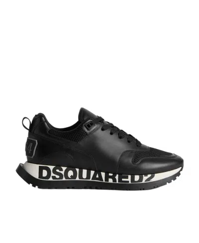 Dsquared2 Running Leather Sneakers In Black