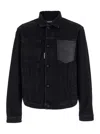 Dsquared2 Black Jacket With Classic Collar And Embossed Logo On The Front In Denim Man In Black
